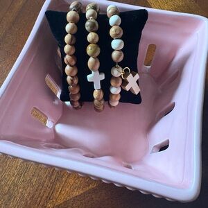 Bethlehem Olive Wood & Jade Cross Bracelet